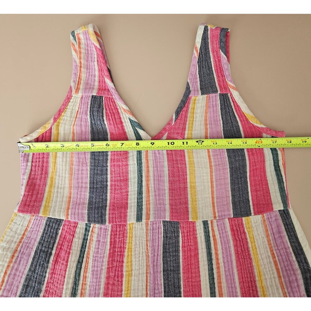 Marine Layer Women's Corinne Multi Striped Gauze Sleeveless Tiered Maxi Dress M - Picture 8 of 10